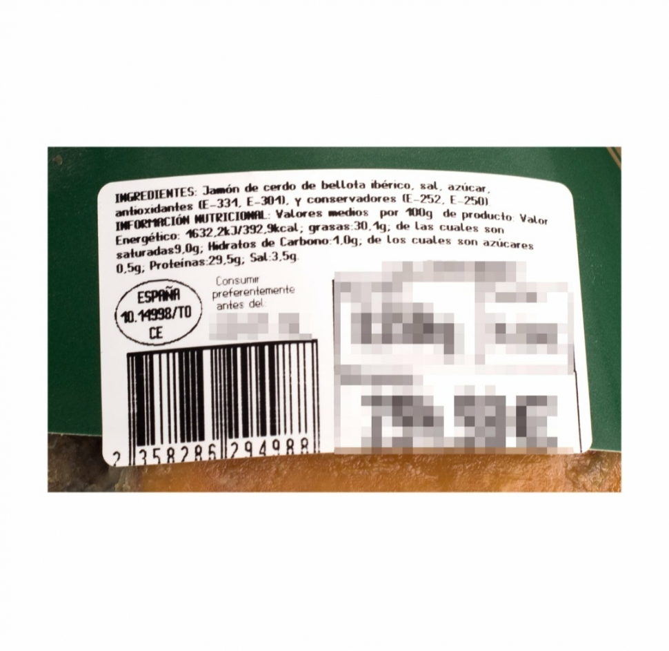 Хамон de Bellota Ibérica Incarlopsa  , 50% raza iberica 