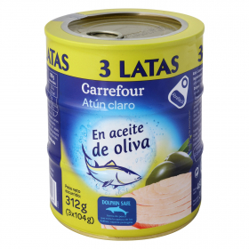 Тунец в оливковом масле Carrefour 3 шт * 104 грамма