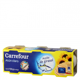 Тунец в подсолнечном масле  Carrefour  3 шт * 52 грамма