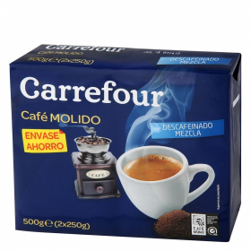 Кофе натуральный молотый без кофеина для использования в кофеварке Carrefour 2 пака по  250 грамм