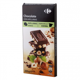 Черный шоколад с лесным орехом con avellanas enteras Carrefour 200  грамм
