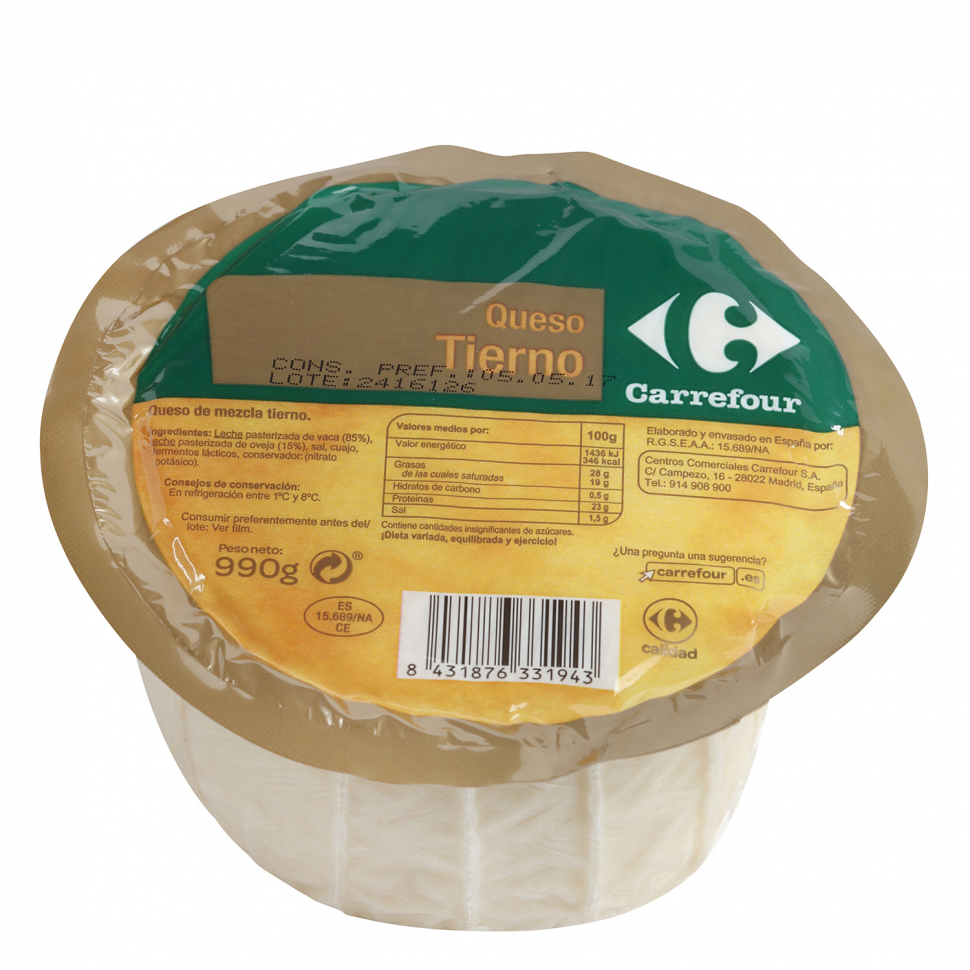 Сыр tierno mini Carrefour 990 грамм 