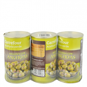 Оливки с анчоусами  Carrefour 3 шт. * 150 грамм 
