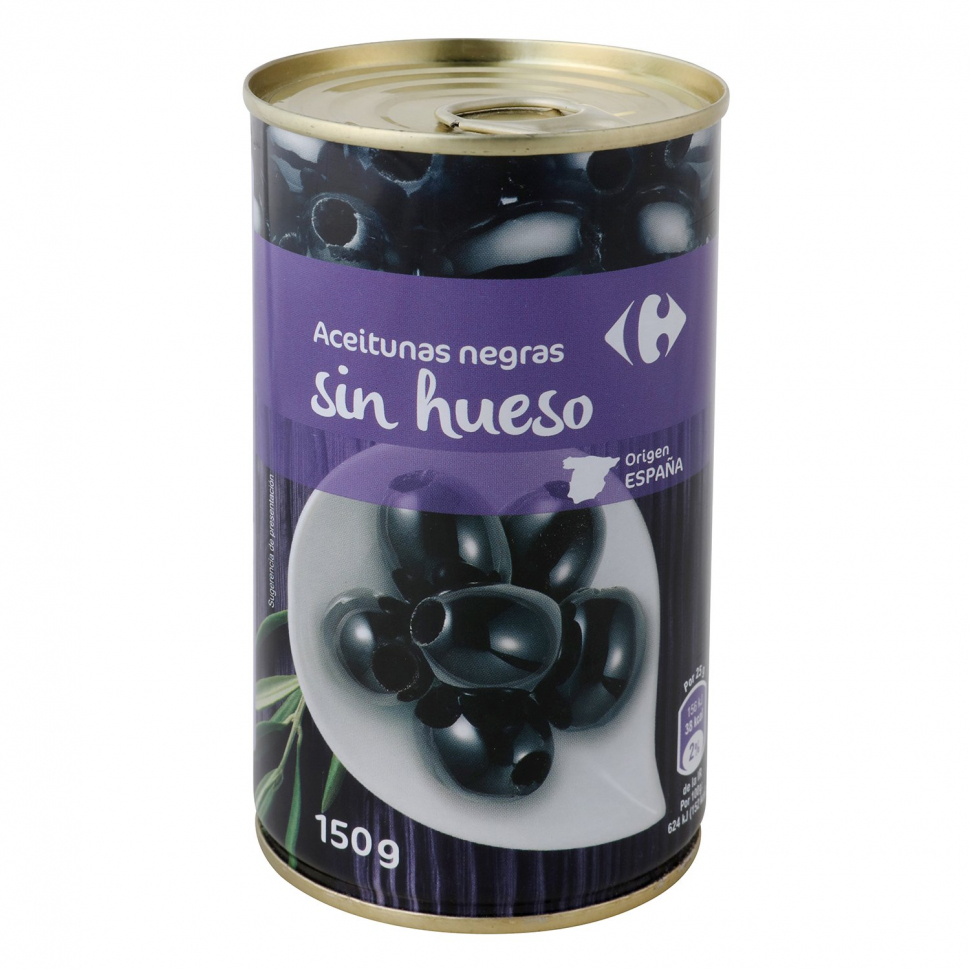 Черные оливки без косточки Carrefour 150  грамм