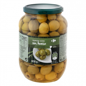 Зеленые оливки без косточки Carrefour 400 грамм